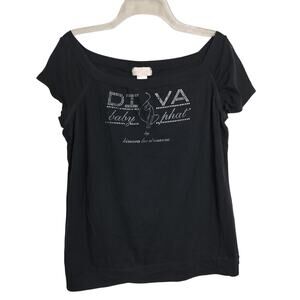5062) Y2K Baby Phat Diva by Kimora Lee Simmons Black Tee Jr 1X